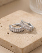 CZ Silver Huggie Earrings