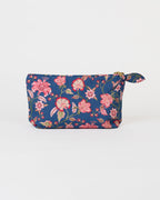 Cosmetics Bag for Travel - Navy & Pink Florals