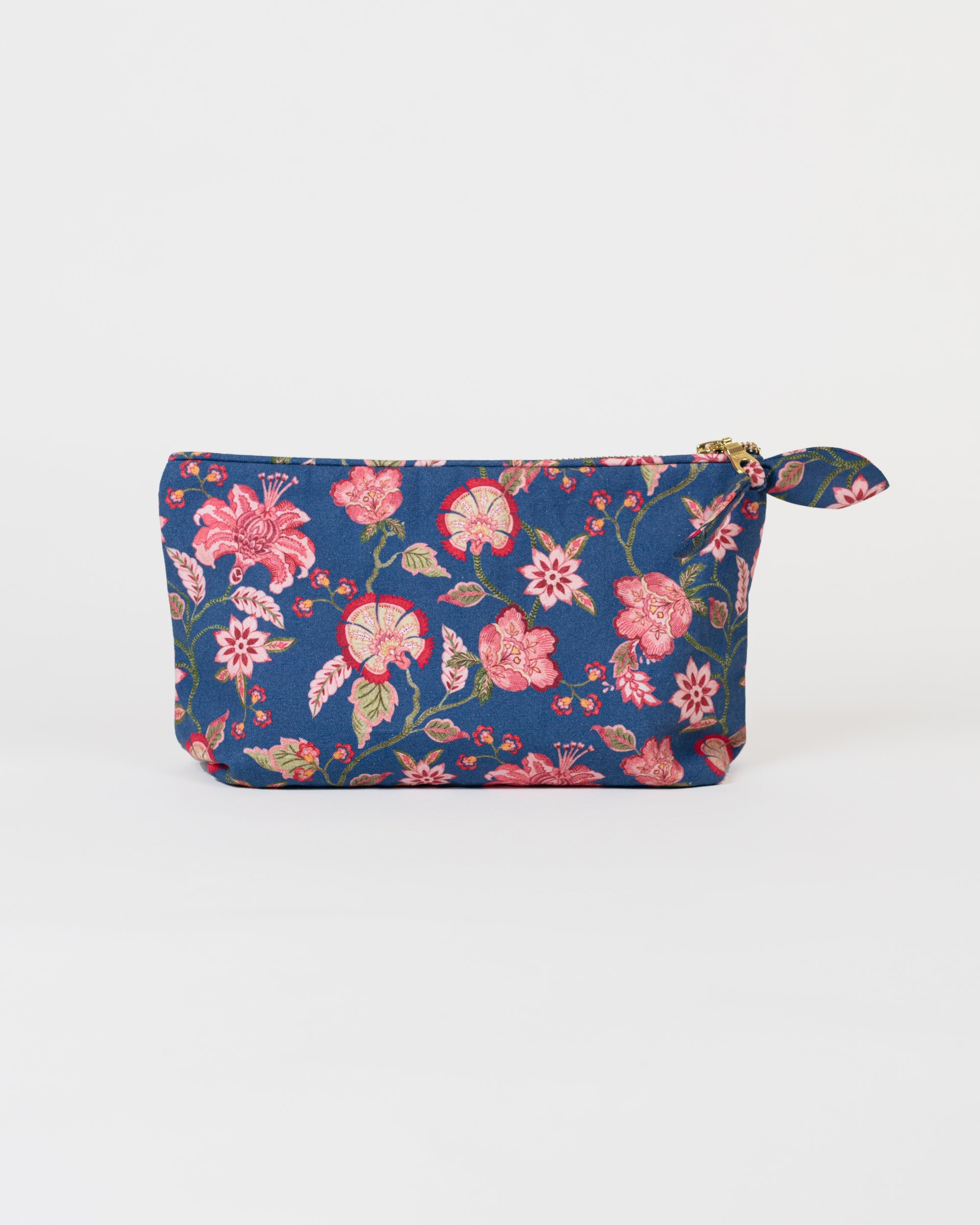 Cosmetics Bag for Travel - Navy & Pink Florals