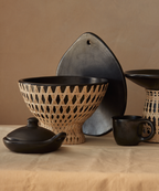 Selva Bowl | Handwoven Tetera Palm & Black Clay, Natural & Black