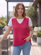 Nancy Knitted V-Neck Tank Top with Lurex Trim