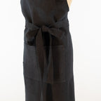 Large Charcoal cook's apron, dyed vintage French Linen