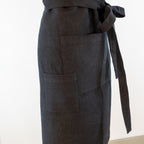 Large Charcoal cook's apron, dyed vintage French Linen