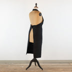 Large Charcoal cook's apron, dyed vintage French Linen