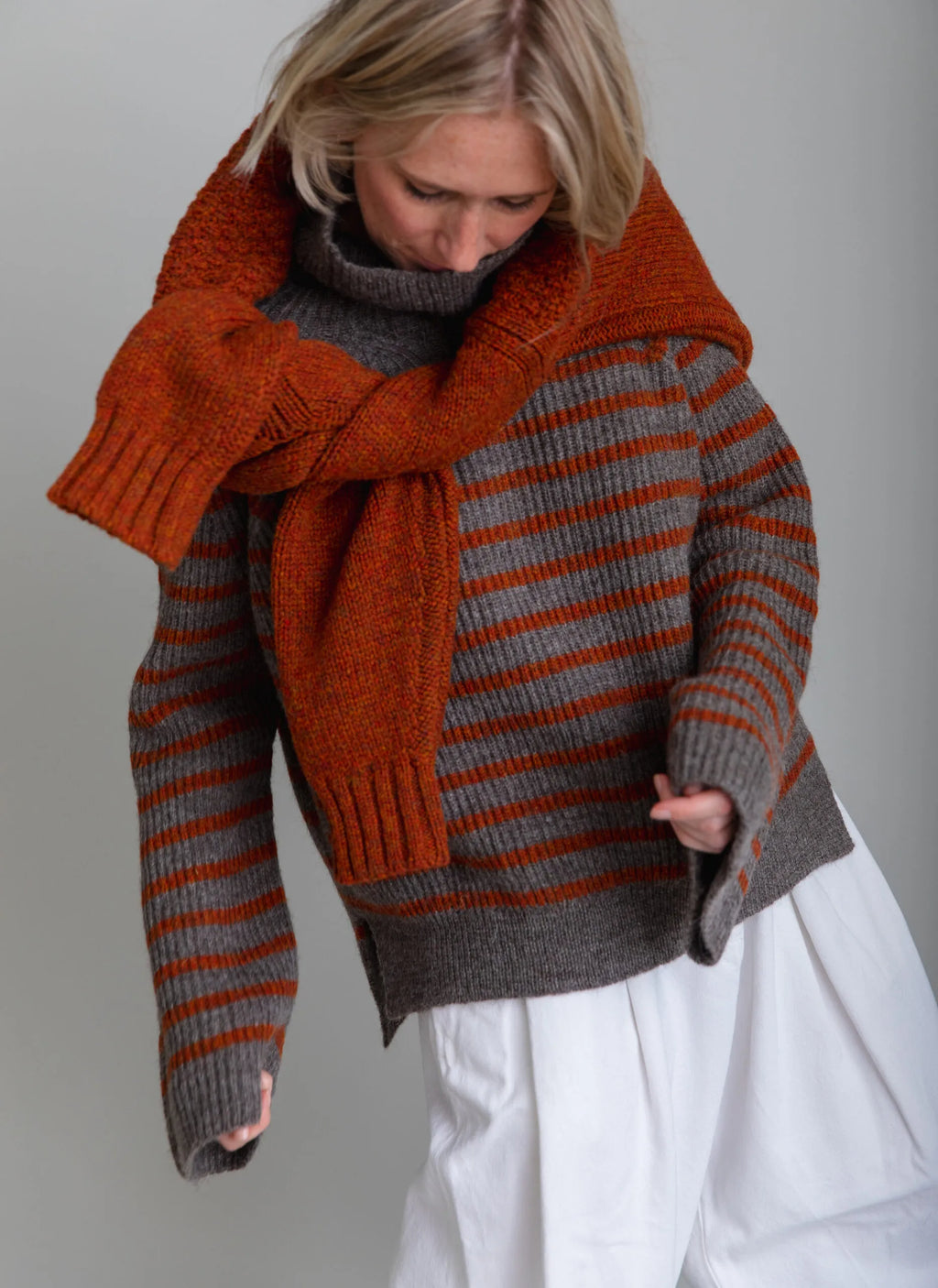 Chibbles Striped Funnel Neck