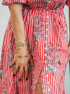 'CHERISH' DRESS IN RED STRIPE GARLAND