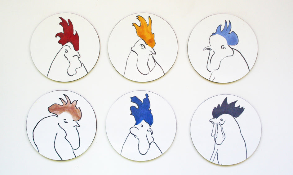 Hen Coasters set of 6