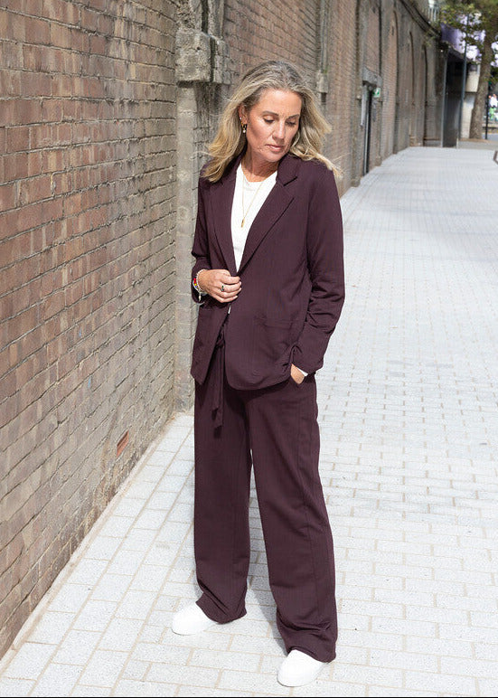 GODDESS wide leg trousers, burgundy
