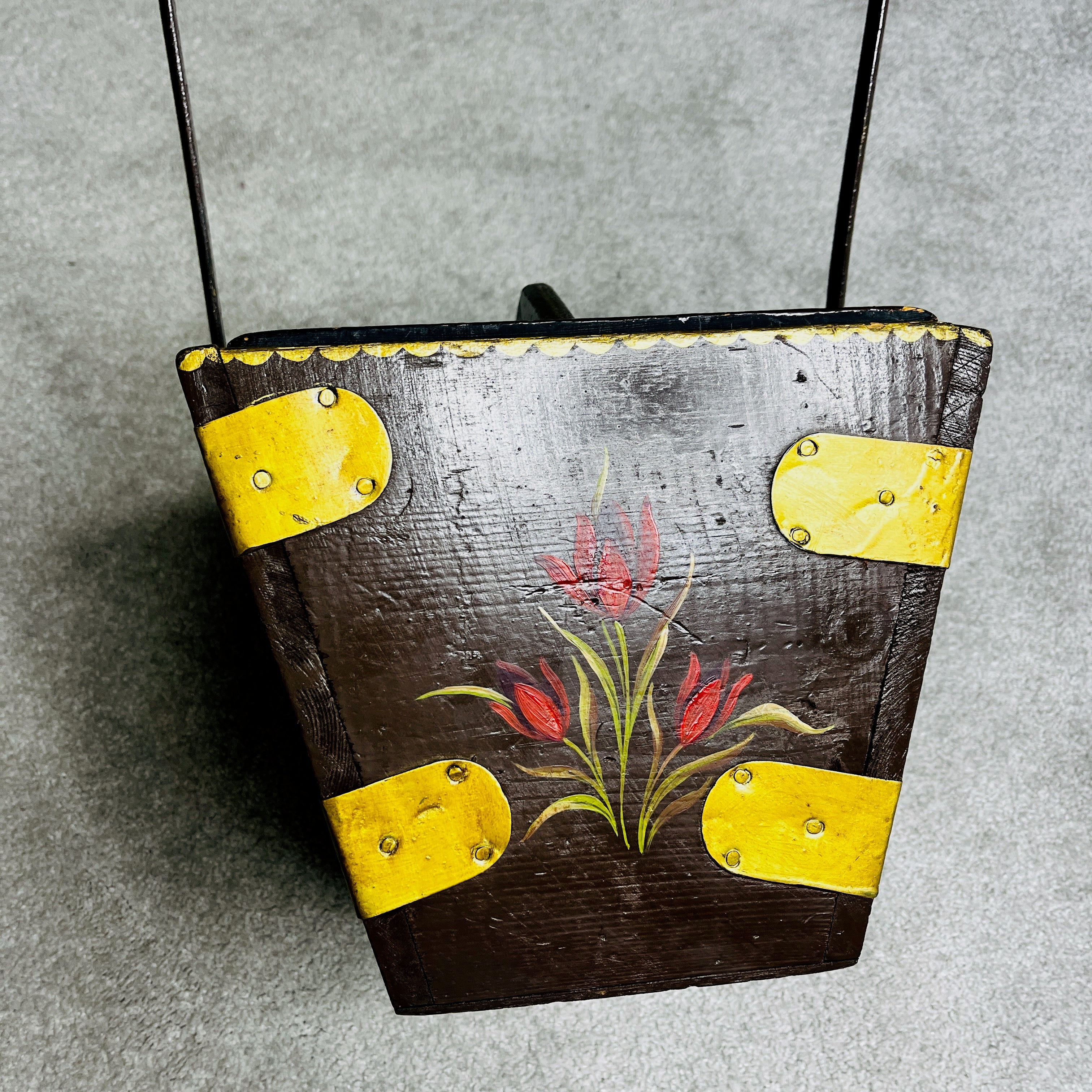 Vintage Folk Art Wooden Bucket