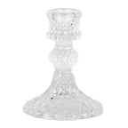 Clear Pressed Glass Dinner Candlestick - 10cm