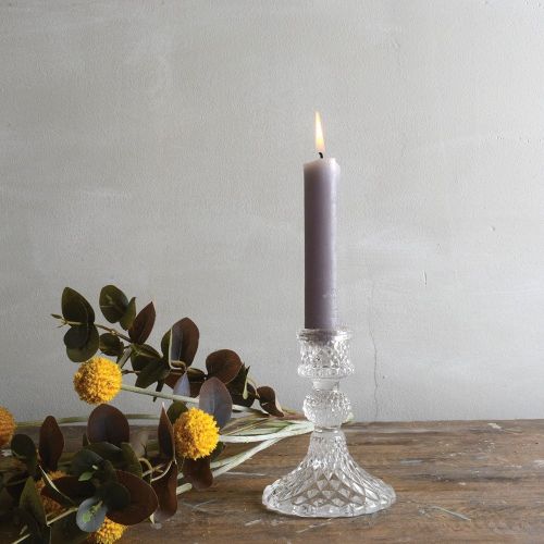 Clear Pressed Glass Dinner Candlestick - 10cm