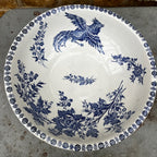 An Antique French Blue & White 'Cockerel' Transferware Wash Jug & Bowl by Sarreguemines