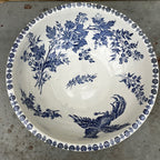 An Antique French Blue & White 'Cockerel' Transferware Wash Jug & Bowl by Sarreguemines