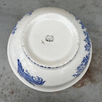 An Antique French Blue & White 'Cockerel' Transferware Wash Jug & Bowl by Sarreguemines