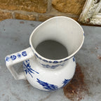 An Antique French Blue & White 'Cockerel' Transferware Wash Jug & Bowl by Sarreguemines