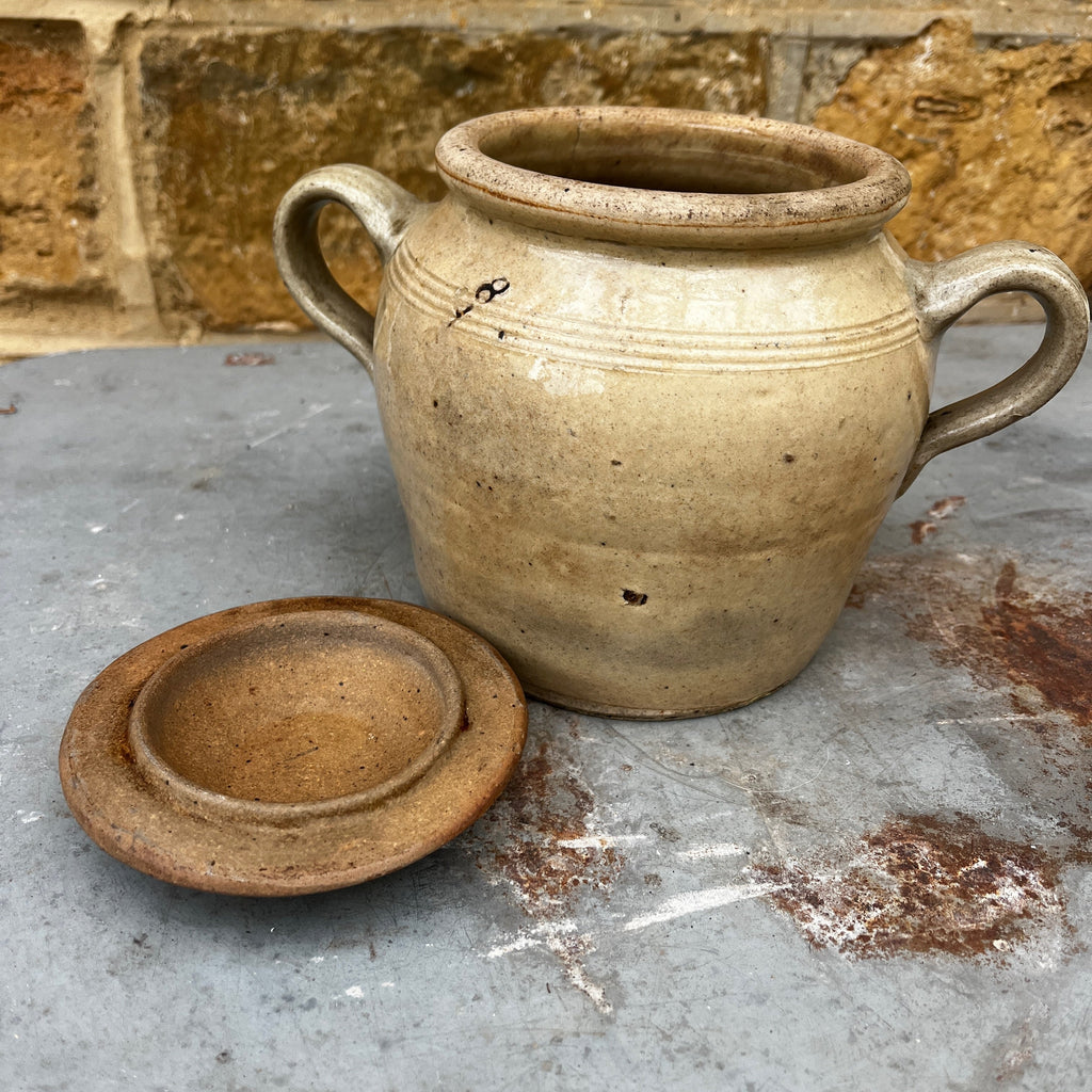 Unusual 19th Century Antique French Confit Pot with Lid