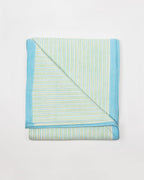 Contemporary Green & Turquoise Dash & Dot - Block Printed Cotton Tablecloth