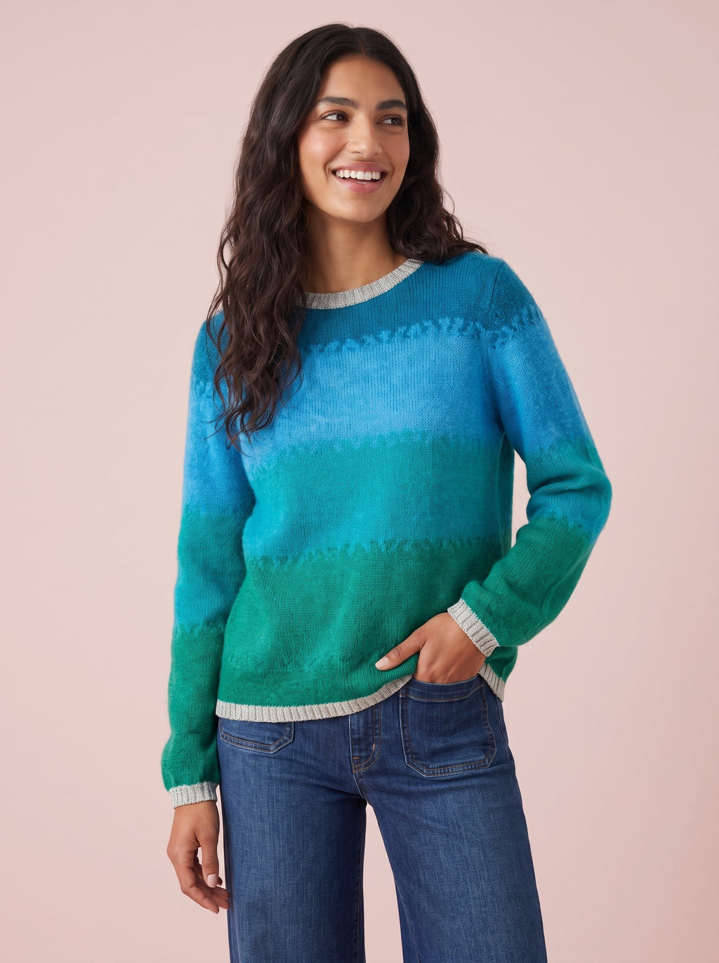 Amelia Ombre Mohair & Merino Knit Jumper with Lurex Trim