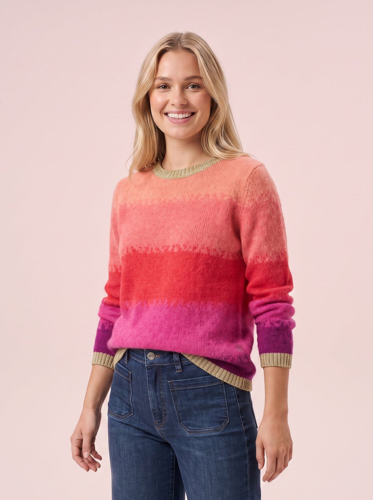 Amelia Ombre Mohair & Merino Knit Jumper with Lurex Trim