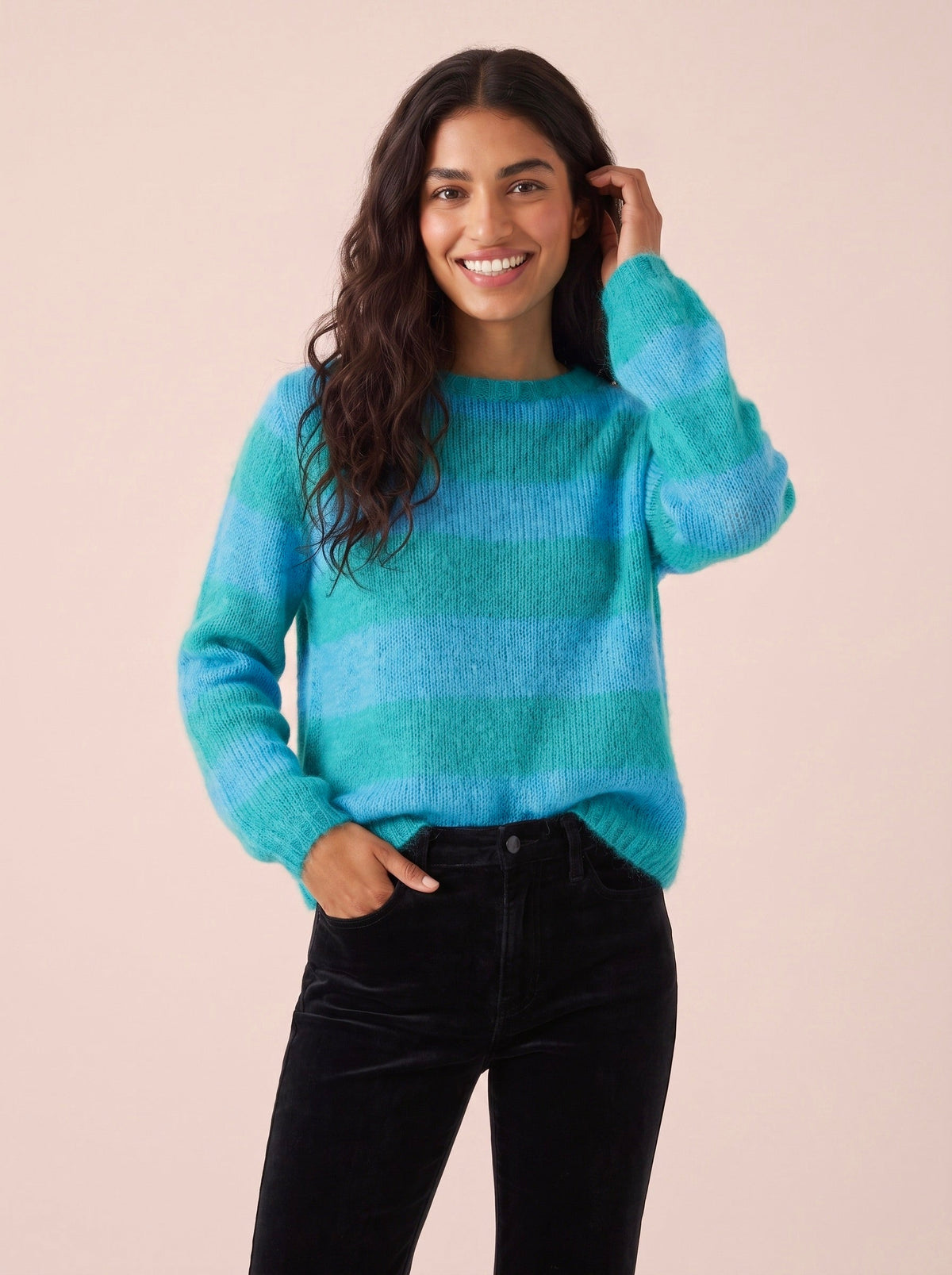Sasha Chunky Mohair & Merino Striped Knit Jumper