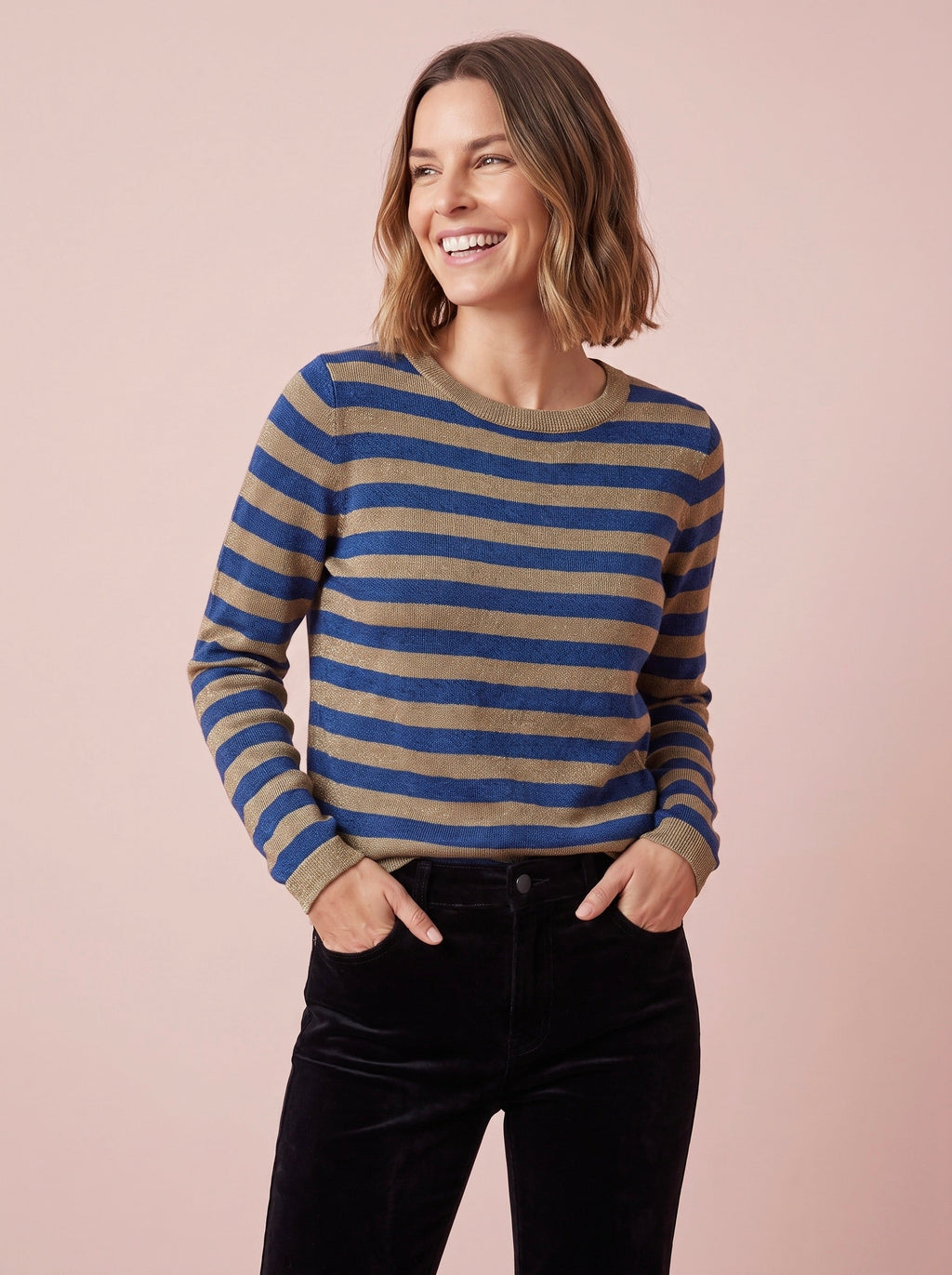 Stella Metallic Knit Top Lurex Sweater Top