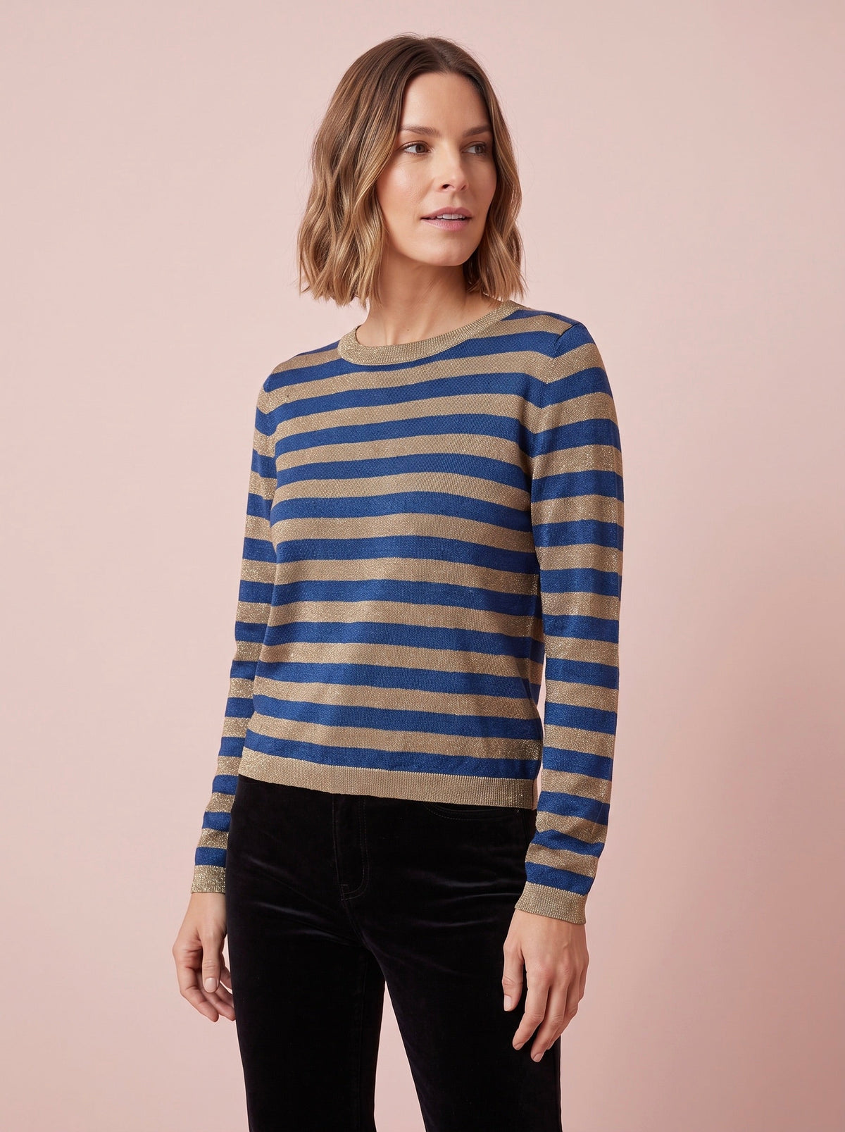 Stella Metallic Knit Top Lurex Sweater Top