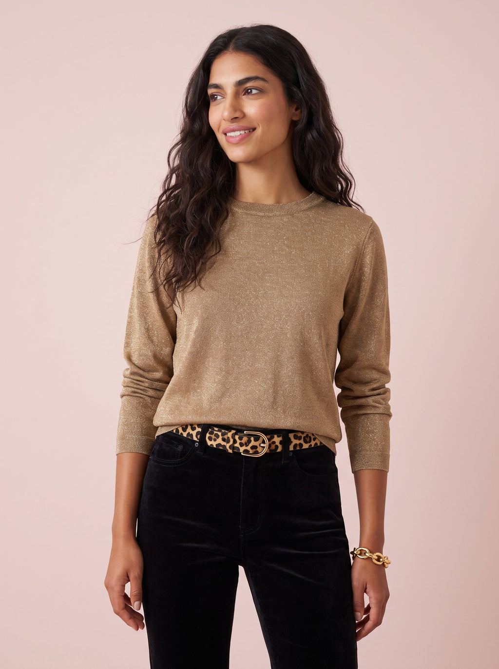 Stella Metallic Knit Top Lurex Sweater Top
