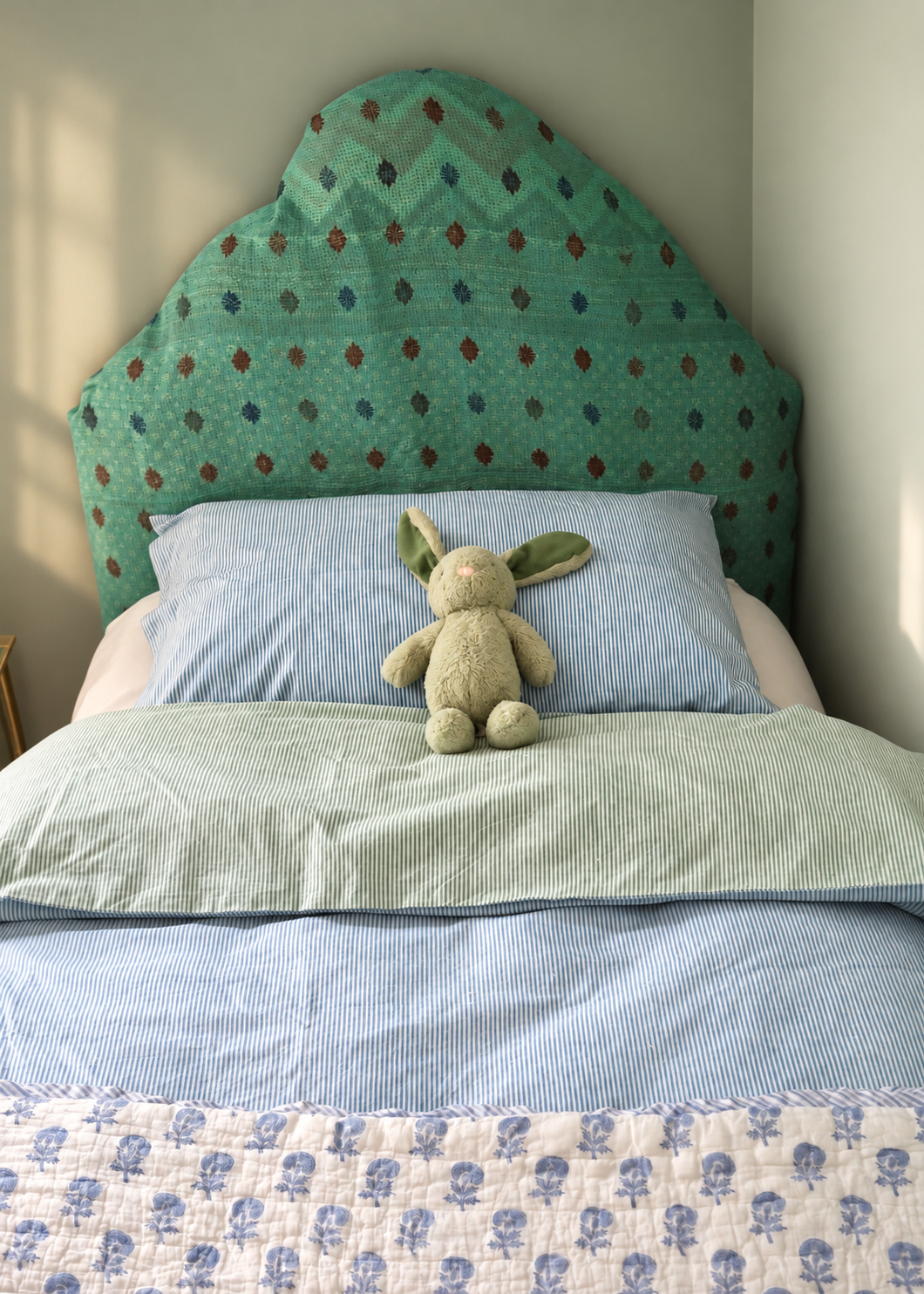Blue & Green Reversible Stripe Single Duvet Cover