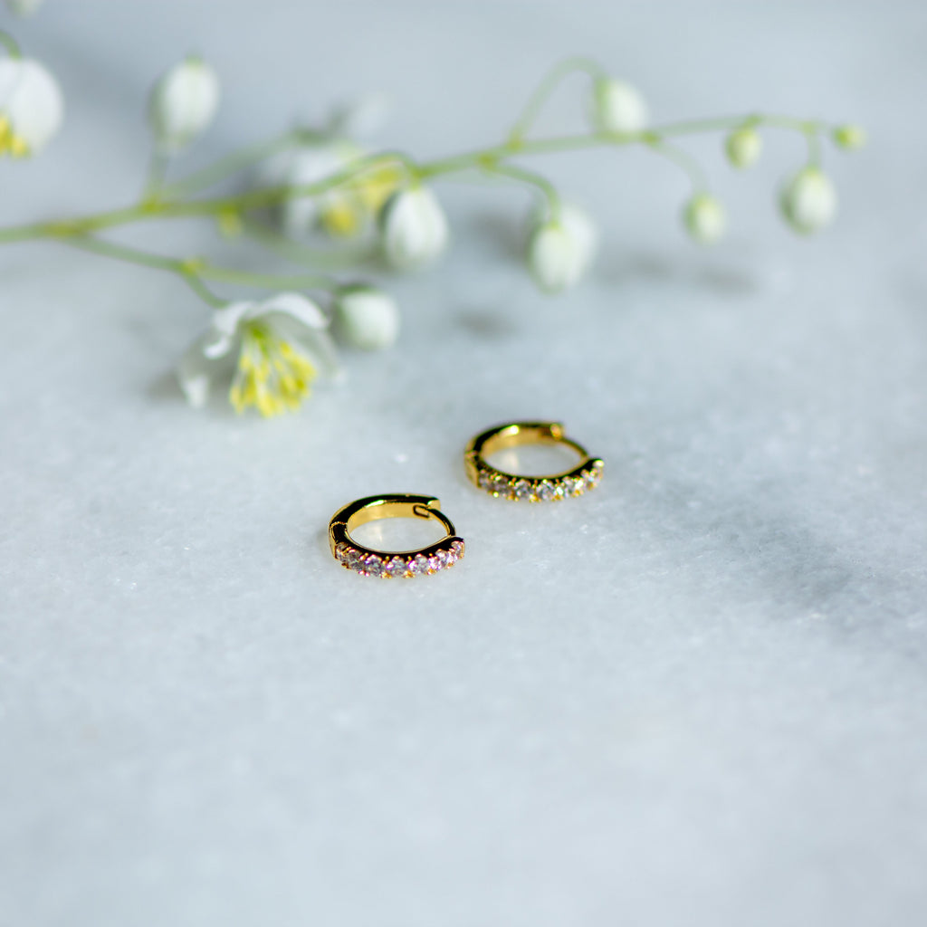 Pearl Drop with Crystal charm hoops