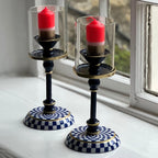 Checked Enamel Candlesticks