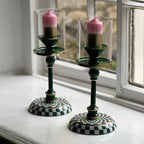 Checked Enamel Candlesticks