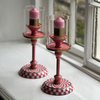 Checked Enamel Candlesticks