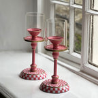 Checked Enamel Candlesticks