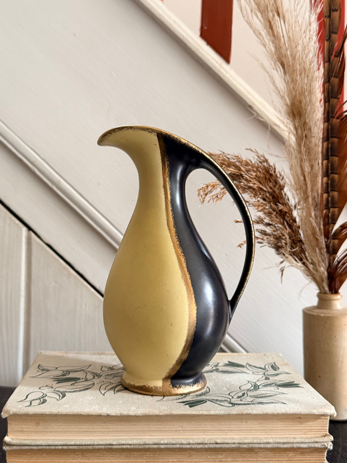 Decorative West German 1950s Ceramic Pitcher