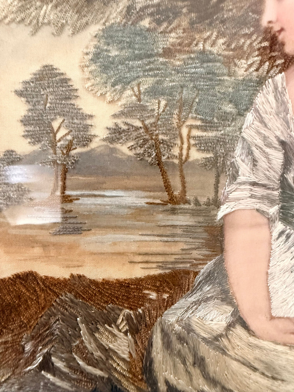 After Joshua Reynolds: Exquisite Silk Needlework C1910