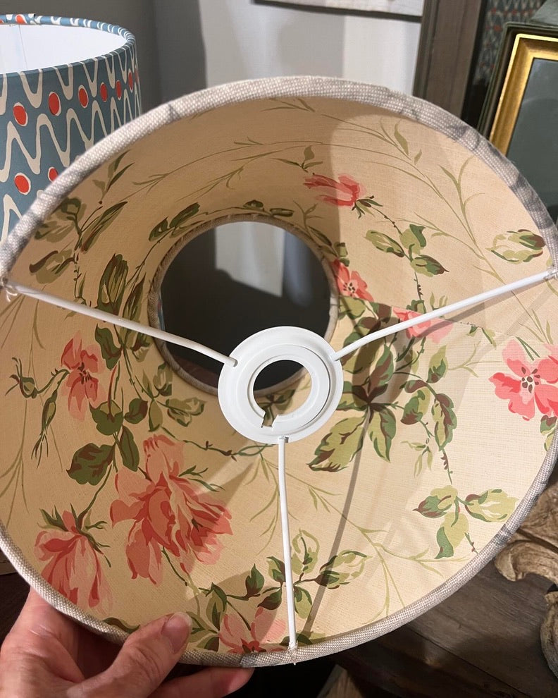 Pink 'cabbages & roses' linen lampshade -suzie-catlin-designs 