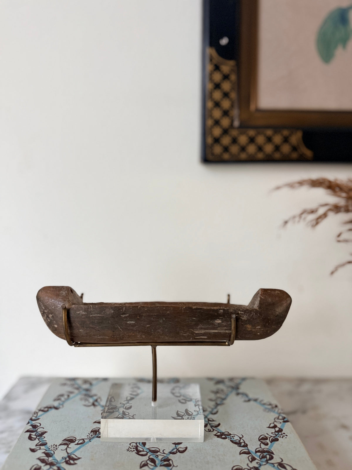 Early 20th Century West African Weaving Shuttle mounted on Perspex