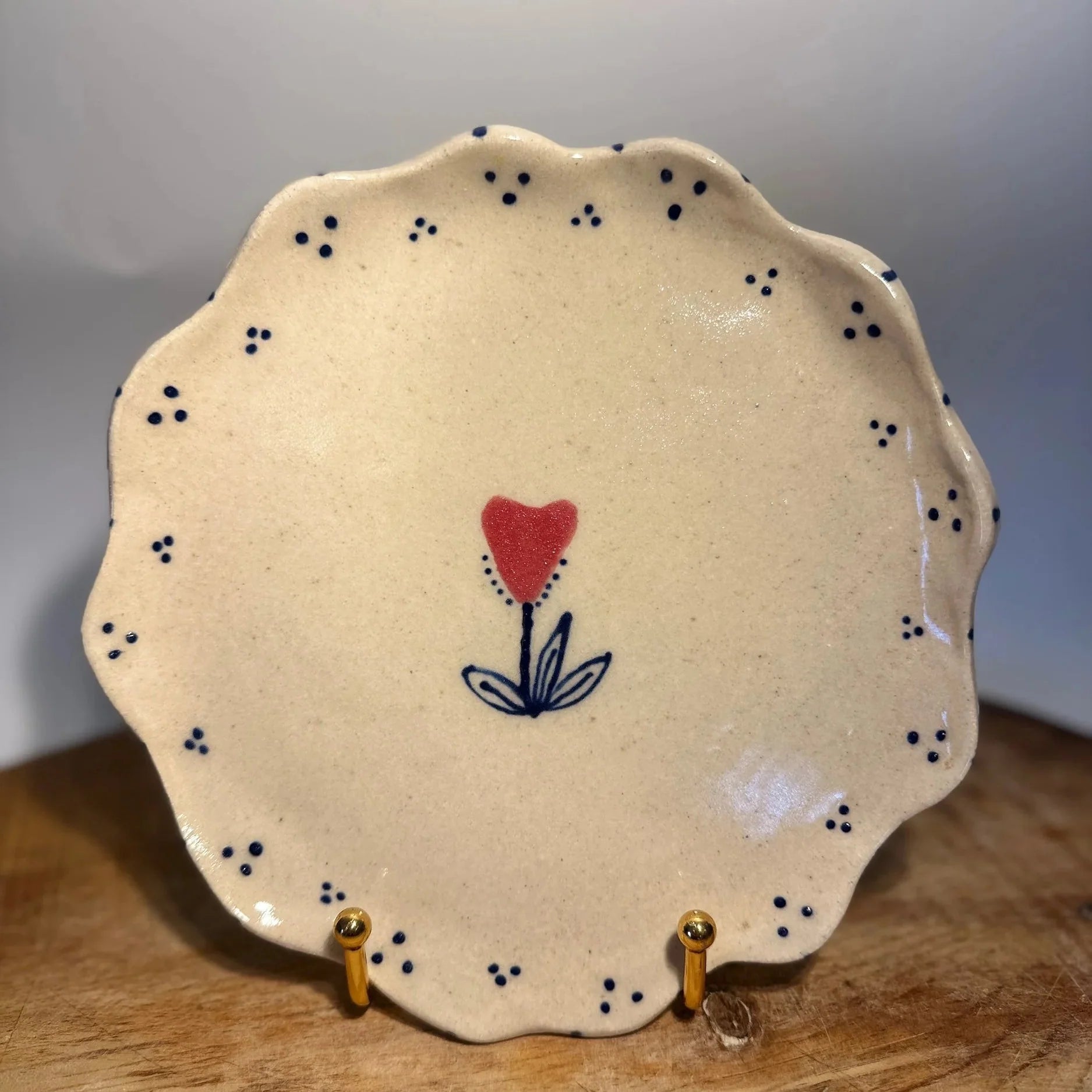 Floral Heart Blue Dots