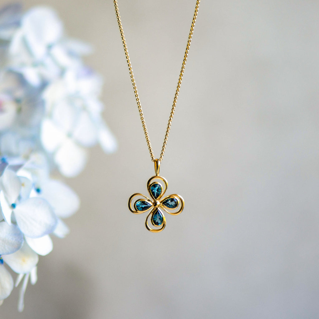 Lucky Clover Pendant with London Blue Topaz