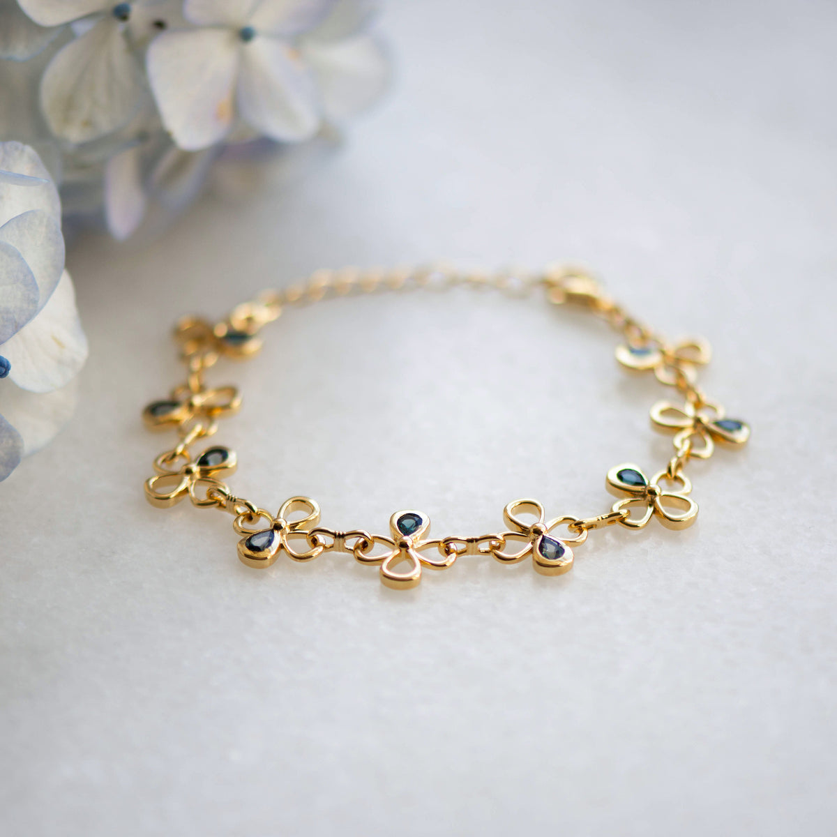 Lucky Clover Bracelet with London Blue Topaz