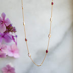 Lola Necklace in Gold with Ruby, Rose Quartz and Moonstone