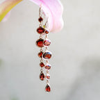 Cascade Earrings in Silver with Garnet