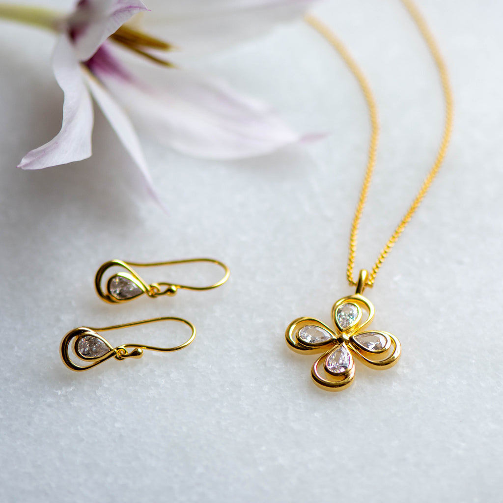 Lucky Clover Pendant with Cubic Zirconia