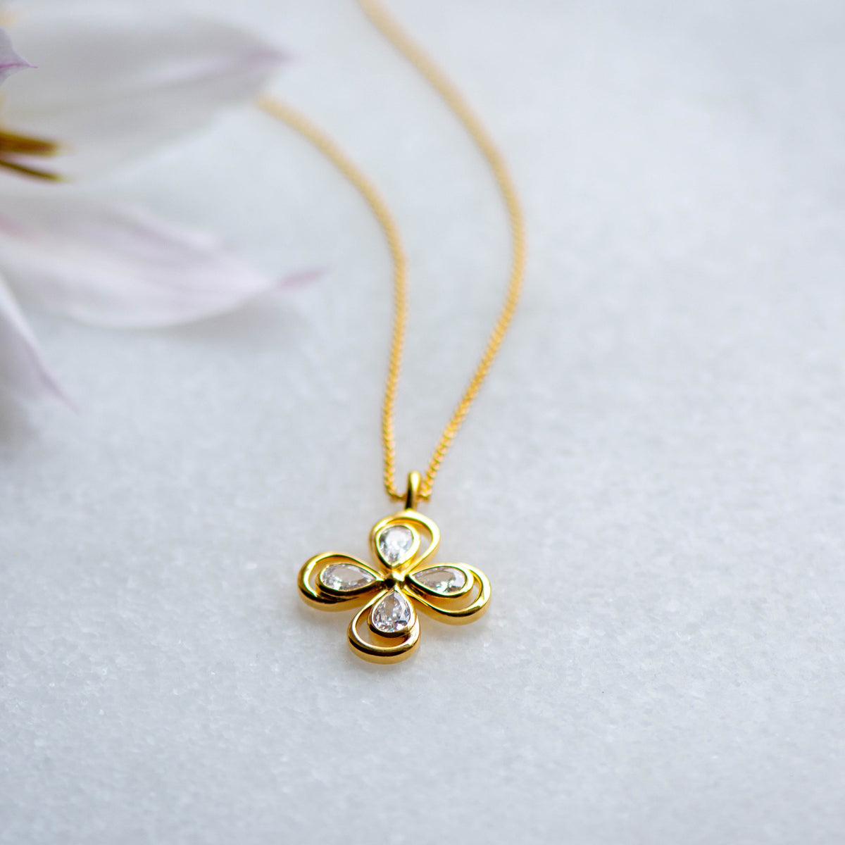 Lucky Clover Pendant with Cubic Zirconia