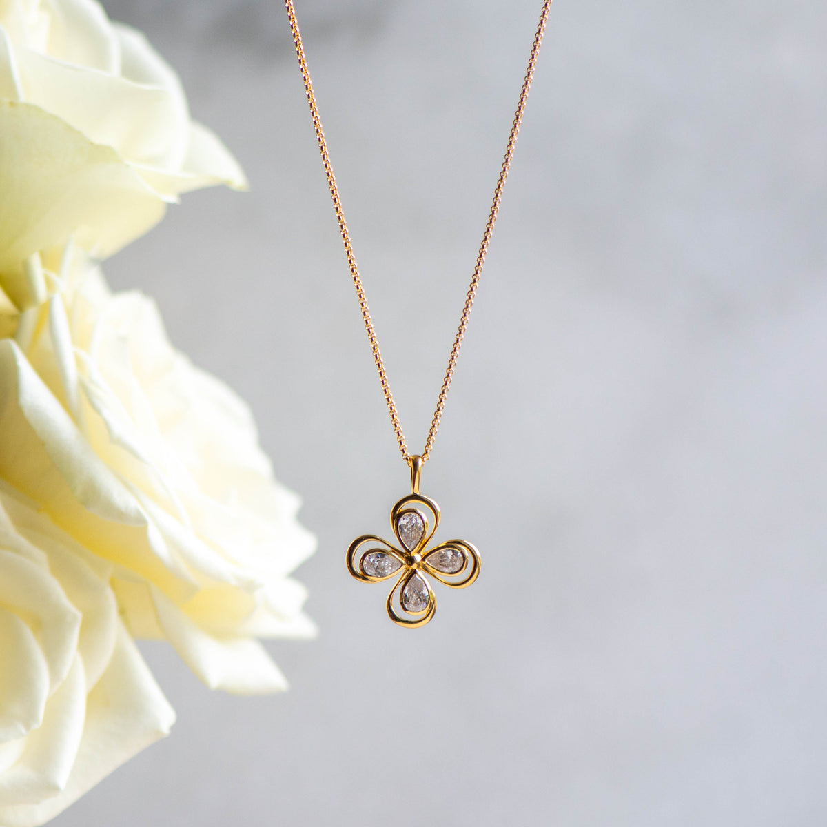 Lucky Clover Pendant with Cubic Zirconia