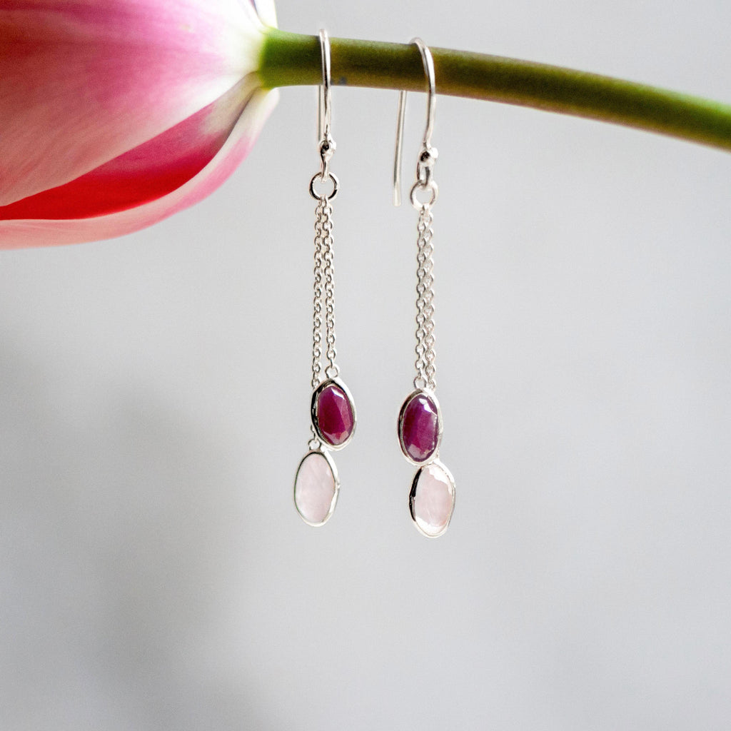 Lola Duals in Silver with Ruby and Rose Quartz