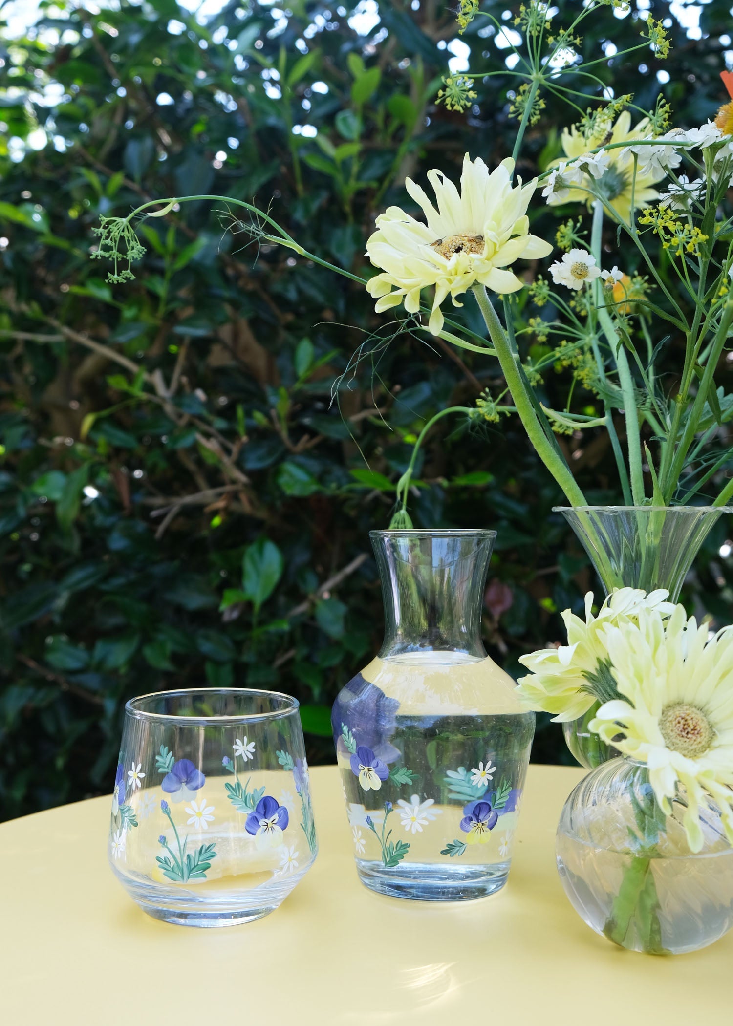 Pansy carafe & glass set