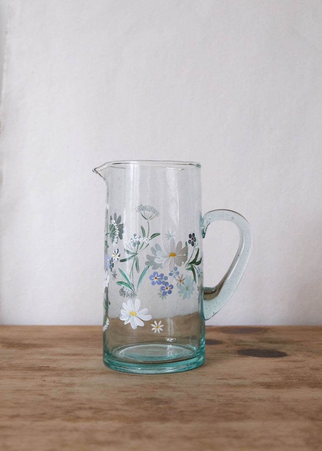 Cosmos & cow parsley recycled glass jug