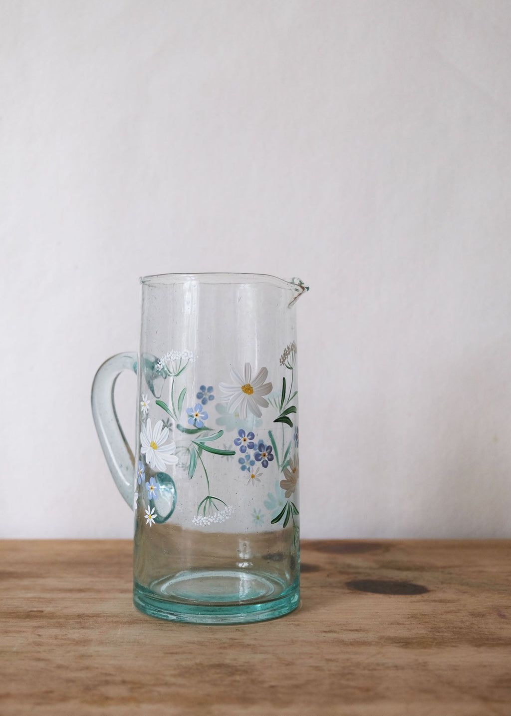 Cosmos & cow parsley recycled glass jug
