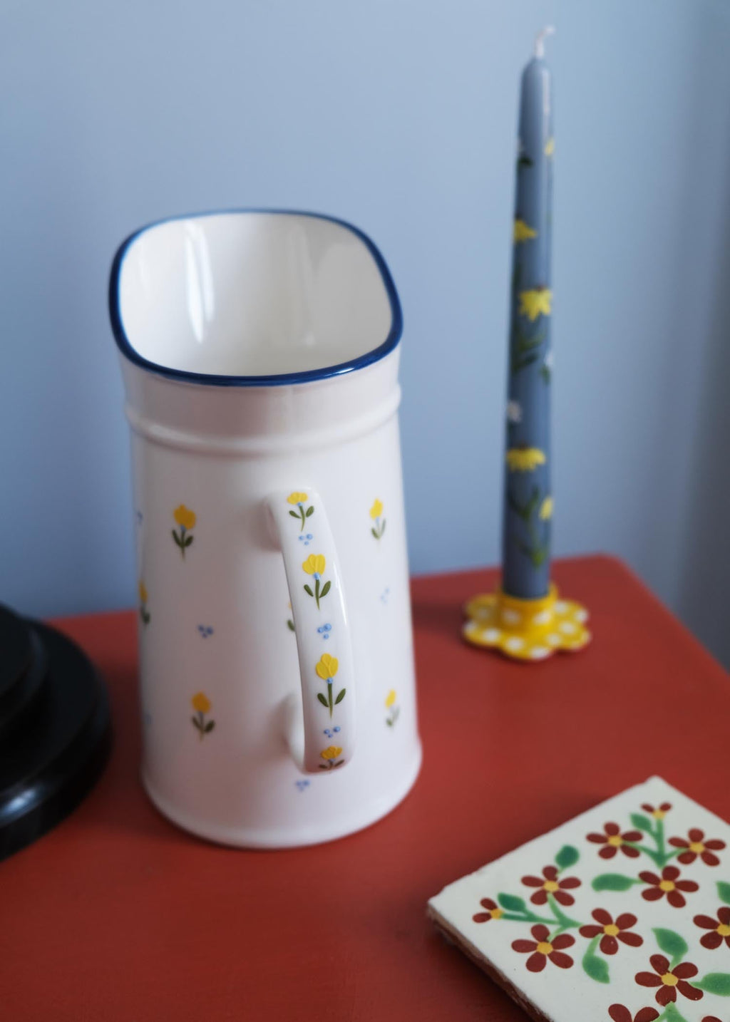 Yellow tulip ceramic jug